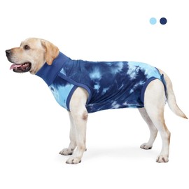 JOHNBOLIN Dog Recovery Suit, Spay Surgical Onesie for Female Dog, Body Suits After Surgery Anti-Licking, Tie-Dye Neuter Pet Recovery Shirt for Male Dog Alternative E-Collar&Cone (Blue, Medium)