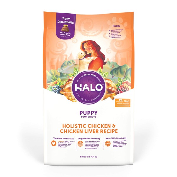 Halo Puppy Dry Dog Food, Chicken & Liver 10-Pound Bag