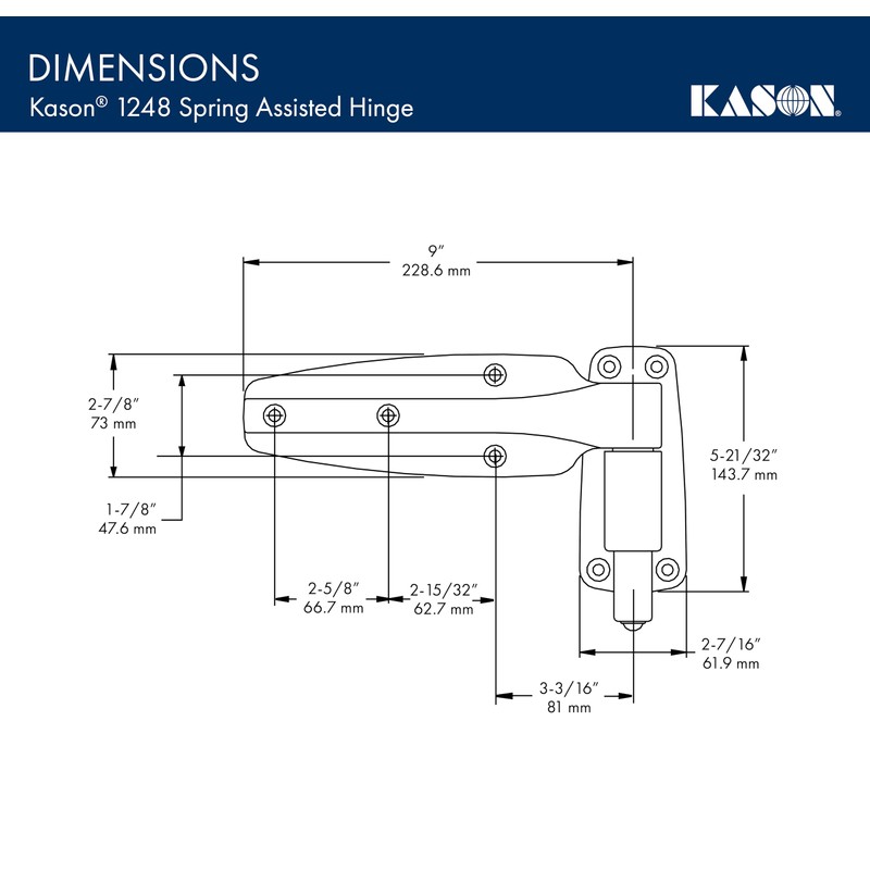 Kason 1248 Spring Assisted Hinge, Flush, 11248000004