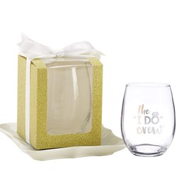 Kate Aspen 36PCS Gold Gift Boxes for 9 oz. Wine Glasses, Decor & Favors for Wedding Favors, Bachelorette & Bridal Shower Favor, Stemless Wine Glass Sold Seperately