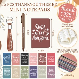 Hollowfly 48 Pcs Inspirational Appreciation Gifts Bulk Thank You for Employee Coworker Teacher Volunteer Nurse, 24 oz Plastic Cup with Lid Straw Notebooks Ballpoint Pens Keychain Gift (Morandi Color)