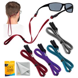 SIGONNA Eye Glasses Holder Around Neck - 4 Glasses Straps for Men Women - Glasses Holder Strap Retainer - Sunglass Holder Strap - Eyeglasses Strap (Black Blue,Lilac Purple,Red Black,White Black)
