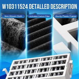 W10311524 AIR1 Refrigerator Air Filter Cartridge Replacement for Whirlpool Kenmore Refrigerator Compatible with Fresh Flow Refrigerator Air Filter, 3 Pack, White