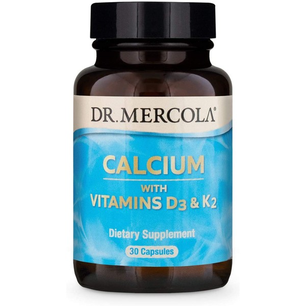 Dr. Mercola, Calcium with Vitamins D3 & K2, 30 Servings (30 Capsules), Non GMO, Soy-Free, Gluten-Free