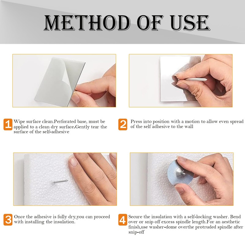 300pcs/100set Self Stick Insulation Pins, 1.5 Inch Self Locking Round