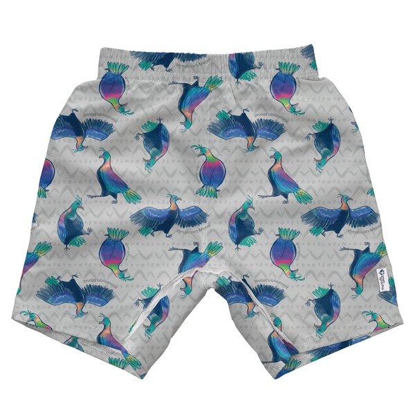 green sprouts Boys' Without Built-in Diaper, Gray Himalayan Monal, 3T