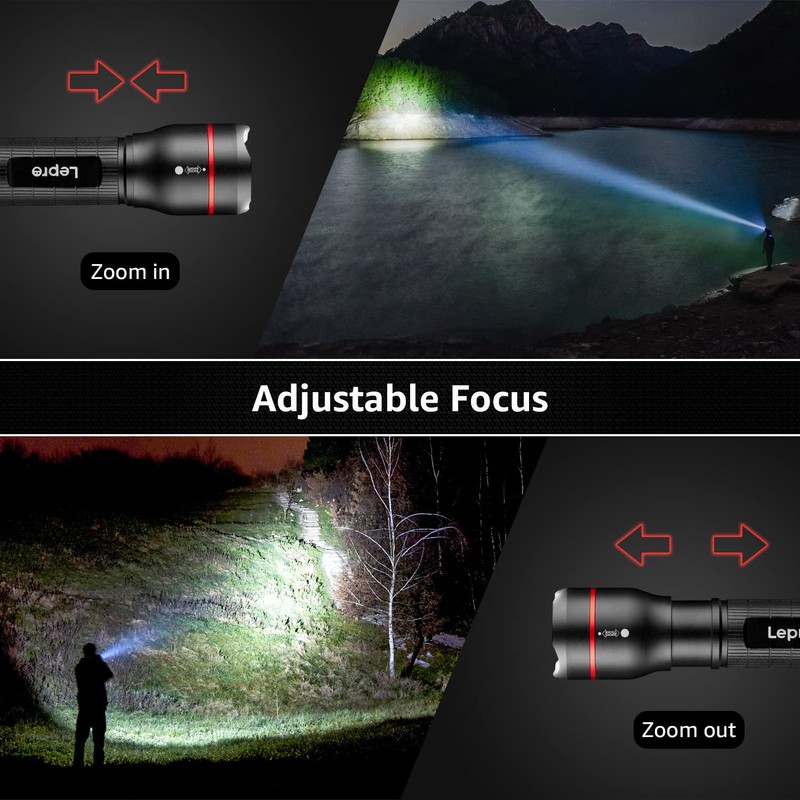 Lepro LED Flashlights LE2000 High Lumen, 5 Lighting Modes, Zoomable,