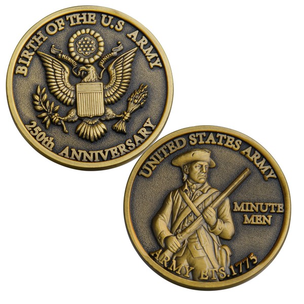 Army 250th Anniversary Challenge Coin – 1.57" Double-Sided Gold-Plated US