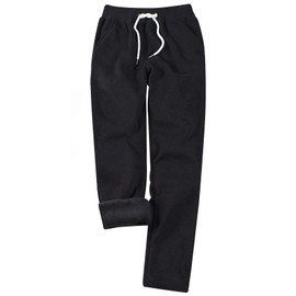 Gihuo Sweatpants Women Fleece Lined Pants Casual Sweatpants Winter Warm Lounge Athletic Joggers Pants with Pockets (Black-XLarge)