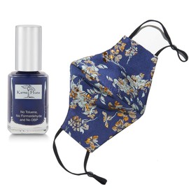 Karma Naturals Nail Polish - Non-Toxic with Matching Fashion Face Mask Breathable Washable Reusable Face Cover for Men & Women (Winter Gold Floral Mask)