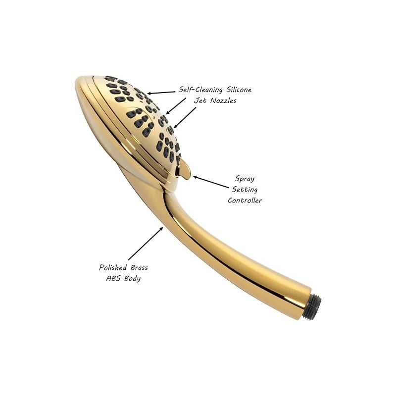 6 Function Handheld Shower Head Kit - High Pressure, Removable