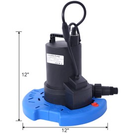 Pool Cover Pump: 1/4 HP Automatic Swimming Pool Cover Pump 120 V Submersible with 3/4 Check Valve Adapter1850 GPH Water Removal for Pool, Hot Tubs, Rooftops, Water Beds and More