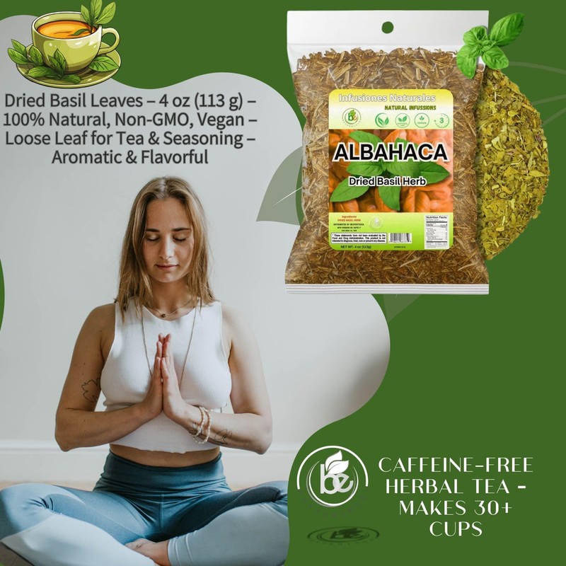Albahaca Seca para Té y Condimento(Dried Basil Leaves – 4