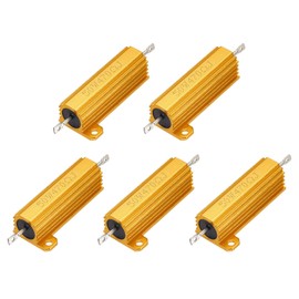 sourcing map 5pcs 50W 470 Ohm 5% Aluminum Housing Case Resistor, Wirewound Resistors Screw Tap Chassis Mounted, Gold