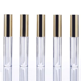 TSUOUKL Pack of 5 10 ml Empty Lip Gloss Tubes, Empty Cosmetic Lip Gloss Tubes Container, Refillable Lip Balm Container, Mini Transparent Refillable Empty Tubes for Lip Gloss Balm