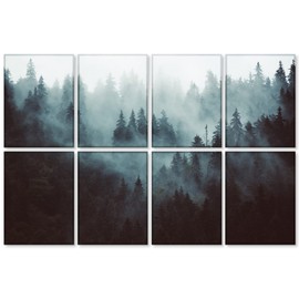 BUBOS 8 Pack Art Acoustic Panels Soundproof Wall Panel,47.2X31.4 Inches Sound Absorbing Panel,Self-adhesive Decorative Acoustical Wall Panels, Acoustic Treatment for Ceiling Home Office（Fog Forest）