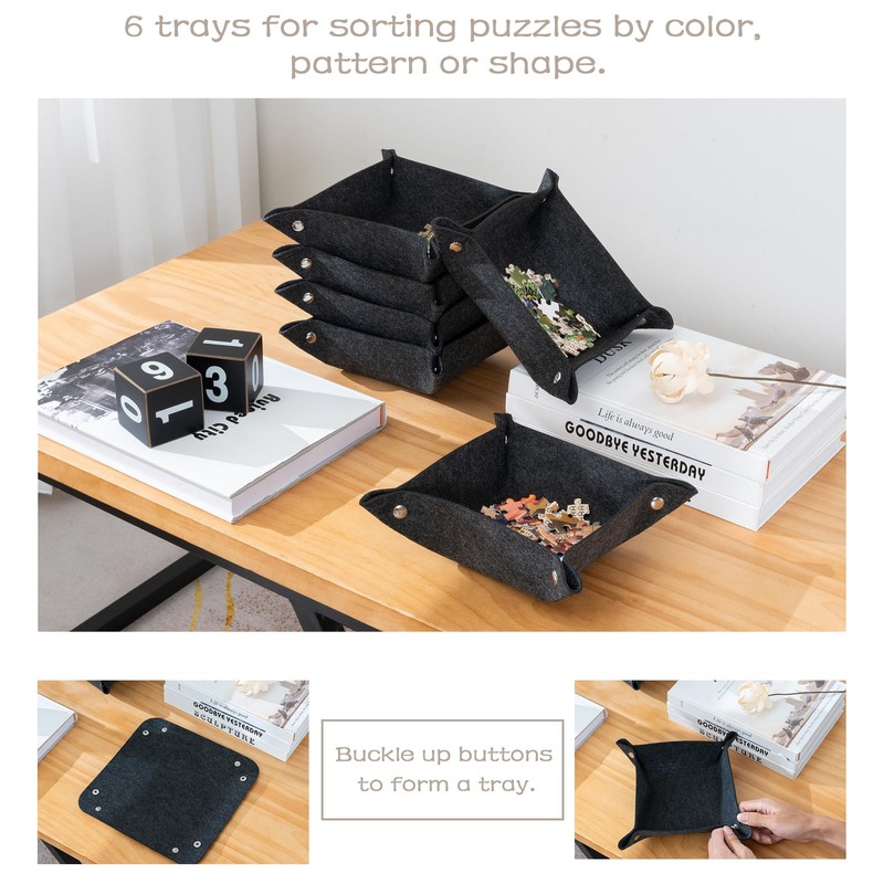 Tektalk Foldable Jigsaw Puzzle Board with 6 Sorting Trays, Portable