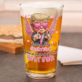 Beer Glass Made in the USA - Anniversary Wedding Gifts, Couple Gifts for Him, Her, Gifts for Men, Women, Husband, Wife, Boyfriend, Girlfriend Valentine, Valentines Day, Birthday Gifts Holds 16 oz