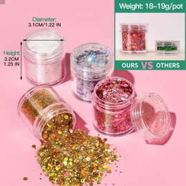 Teenitor Body Glitter with Skin Glue Set, 4 Bottle Face Glitter Makeup & 2 Box Face Gems for Women, Iridescent White Body Glitter Face Glue for Rhinestones for Makeup, Nail Gems with Wax Pencil