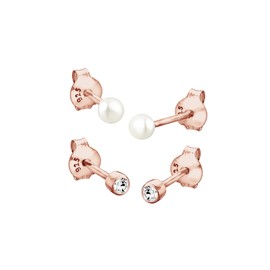 Elli Women's Earrings Set Basic Pearl with Crystals, Silver, Crystal