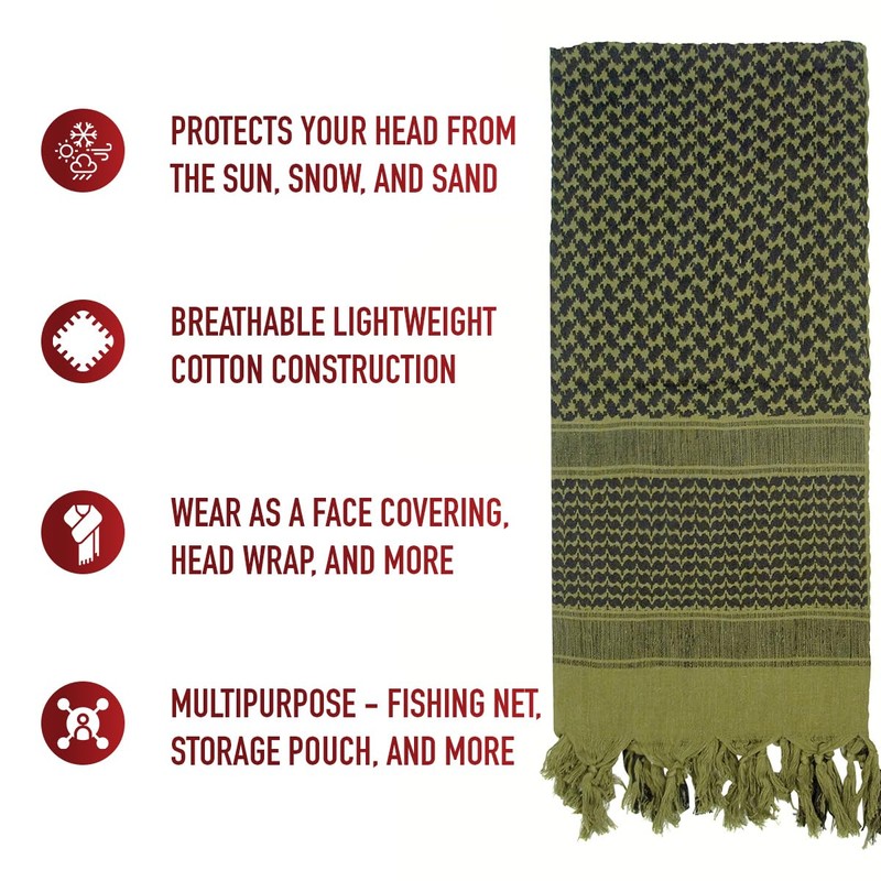 Rothco Shemagh Tactical Desert Keffiyeh Scarf – Outdoor Camping Survival