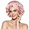 Pink Mulberry Silk Sleep Cap with Elastic Band, Non-Slip Headwear,