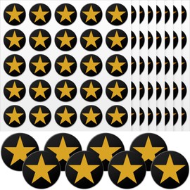 Star Helmet Stickers Football Baseball Helmet Stickers 1-1/8 Inch Vinyl Sports Helmet Stickers and Decals Self Adhesive Hockey Stickers for Hockey, Batting (Black Print Gold, 8 Sheet)