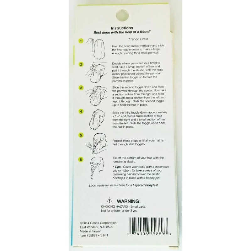 Conair Braid Maker Kit #55889 French Braid or Layered Pony