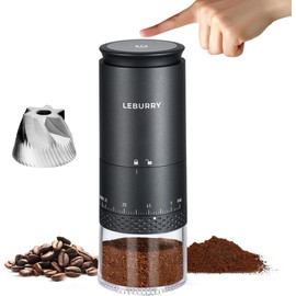 LEBURRY Burr Coffee Grinder - Portable Espresso Grinder with Stainless Steel Conical Mill for Travel, Camping - Cordless/Rechargeable Electric Coffee Bean Grinders with 38 Adjustable Grind Settings