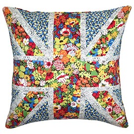 FLORET LONDON [LIBERTY PRINT LIBERTY PRINT] Cushion Cover 17.7 x 17.7 inches (45 x 45 cm) Union Jack Yellow