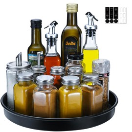 Amolliar 12" 1 Pack Black Lazy Susan Turntable Organizer, Metal Spice Organization for Cabinet, Kitchen, Fridge, Countertop, Makeup, Pantry Organizer and Storage, Non-Skid Rack, Under Sink Organizer