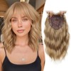 Hair Topper with Wispy Bangs 14" Wavy Hair Pieces for
