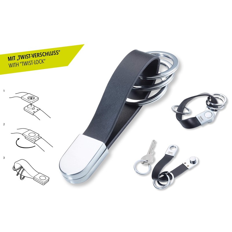 Troika Key Ring, Twister Style Key Chain TR-KRG749/LE, 749 black
