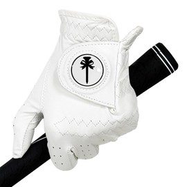 Swig Sip Womens Cabretta Leather Golf Glove Left Hand All-Weather Breathable Design with Ball Marker Ladies Golf Gloves for Training & Golfing(White,19)