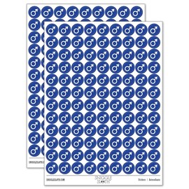 Mars Man Male Gender Symbol 200+ Round Stickers - Matte Finish - 0.50" Size - Dark Blue
