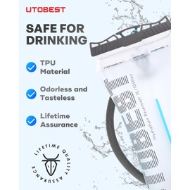 UTOBEST Hydration Bladder 1.5 L 2L 3L,TPU Water Bladder,Water Bladder for Hiking Backpack,BPA Free,Wide Opening,Leak-Proof,Water Reservoir for Hiking Cycling Camping Running