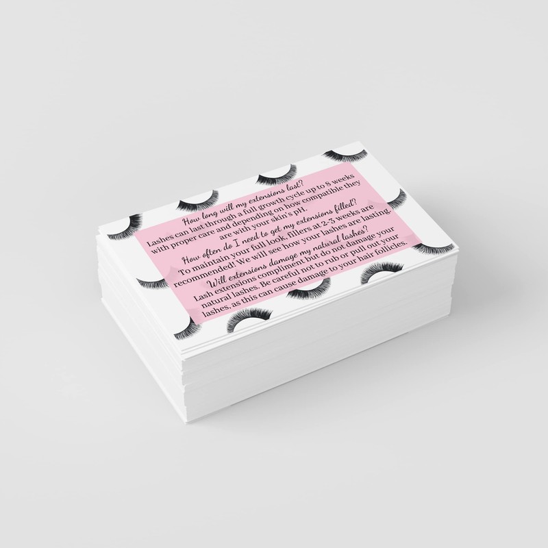 Lash Extension Aftercare Cards | 50 Pack | Eyelash Extension
