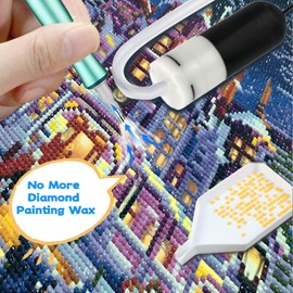 Electric Vacuum Diamond Art Pen with Adjustable Suction, Diamond Art Painting Pen Without Wax, Epainter Diamond Art Painting Pen, Diamond Art Accessories Tool with Storage Trays(Green)