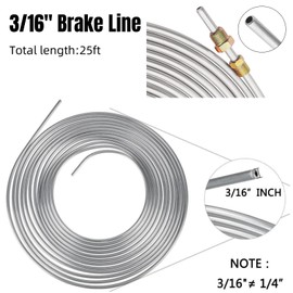 2 Sets 3/16 Brake Line 25 ft Copper Nickel Tubing, Stainless Steel Brake Line Clamps Repair Kit With 32 Fitting-Sliver