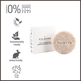 Válquer Solid Cosmetics Pack, Family Solid Shampoo without Sulphate + Solid Facial Cleanser in 1 + Licorice and Argan Solid Body Gel, Vegan 150 g, 3 Units