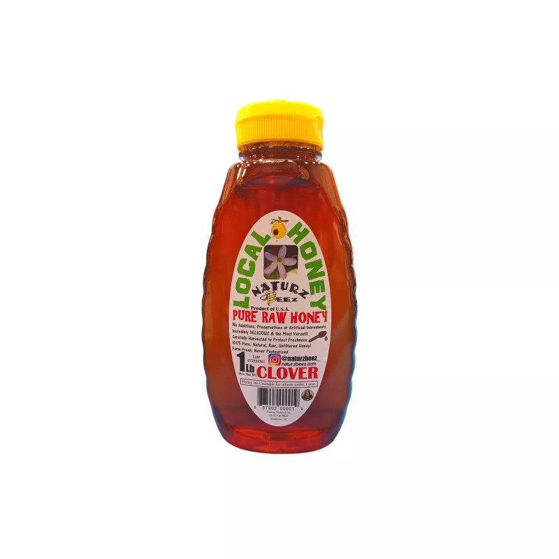 Naturz Beez RAW HONEY CLOVER 1LB 454g Squeeze Bottle 100%
