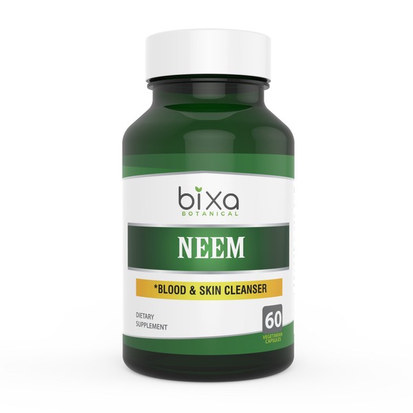 bixa BOTANICAL Neem Leaf Extract 3% Bitters Veg Capsules 60 Count (450mg), Ayurvedic Herb for Skin Cleanser, Herbal Supplement for Blood Purification & Immunity