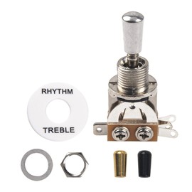 1Set Yootones Guitar Toggle Switch 3-way Pickup Selector with Metal Tip and RHYTHM TREBLE Plate Compatible with Gibon Epiphone Les Paul Electric Guitar Parts Pickup Selector kit (Silver)
