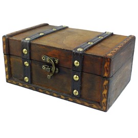 SAFE Wooden Chest Ideal as Wedding Gifts for Bride and Groom Money Gifts - Small Wedding Treasure Chest - Children's Treasure Chest Gift Box, Antique Wooden Box - 180 x 120 x 80 mm