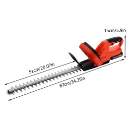 Unbranded Cordless Electric Hedge Trimmer 24V Battery 22in Dual-Action Blade Bush Cutter