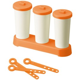LIKE-IT STK-05 Ice Cube Tray, Ice Stand, Approx. Width 6.5 x Depth 2.0 x Height 5.1 inches (16.5 x 5 x 13 cm), Orange, Made in Japan, Makes Cylindrical Ice Cube, Space Saving in the Freezer