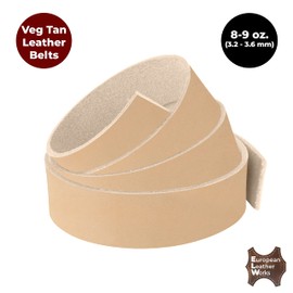 ELW - Tiras en blanco para cinturón, 8/9 onzas (3.2-3.6 mm) de grosor, tamaño 1-3/4 x 60 pulgadas, piel de vaca natural curtido vegetal para herramientas, grabado, grabado en relieve, moldeado y teñido