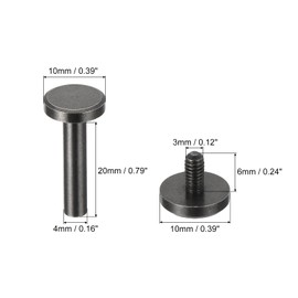 PATIKIL 25 Sets Chicago Screws, 20mm L Chicago Screw Slotted Binding Post Screw Bolts Rivets Brass Fasteners Connectors for Leather Belt Scrapbook Photo Albums, Matte Black