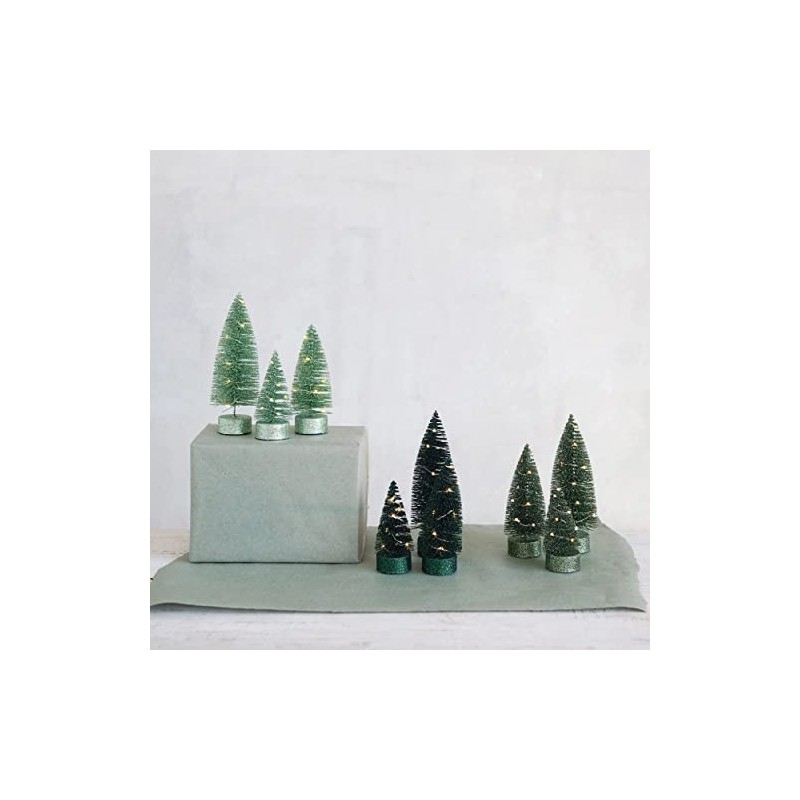 Creative Co-op 6.5" Bottle Brush Trees w/LED Lights Set of
