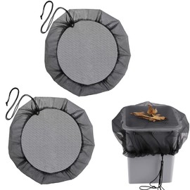 WOUMON Pack of 2 rain butt net, high-quality rain butt cover with drawstring, adjustable water butt net, protective net rain butt protection against leaves, insects (style 1)